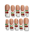 cherry french tips press-ons