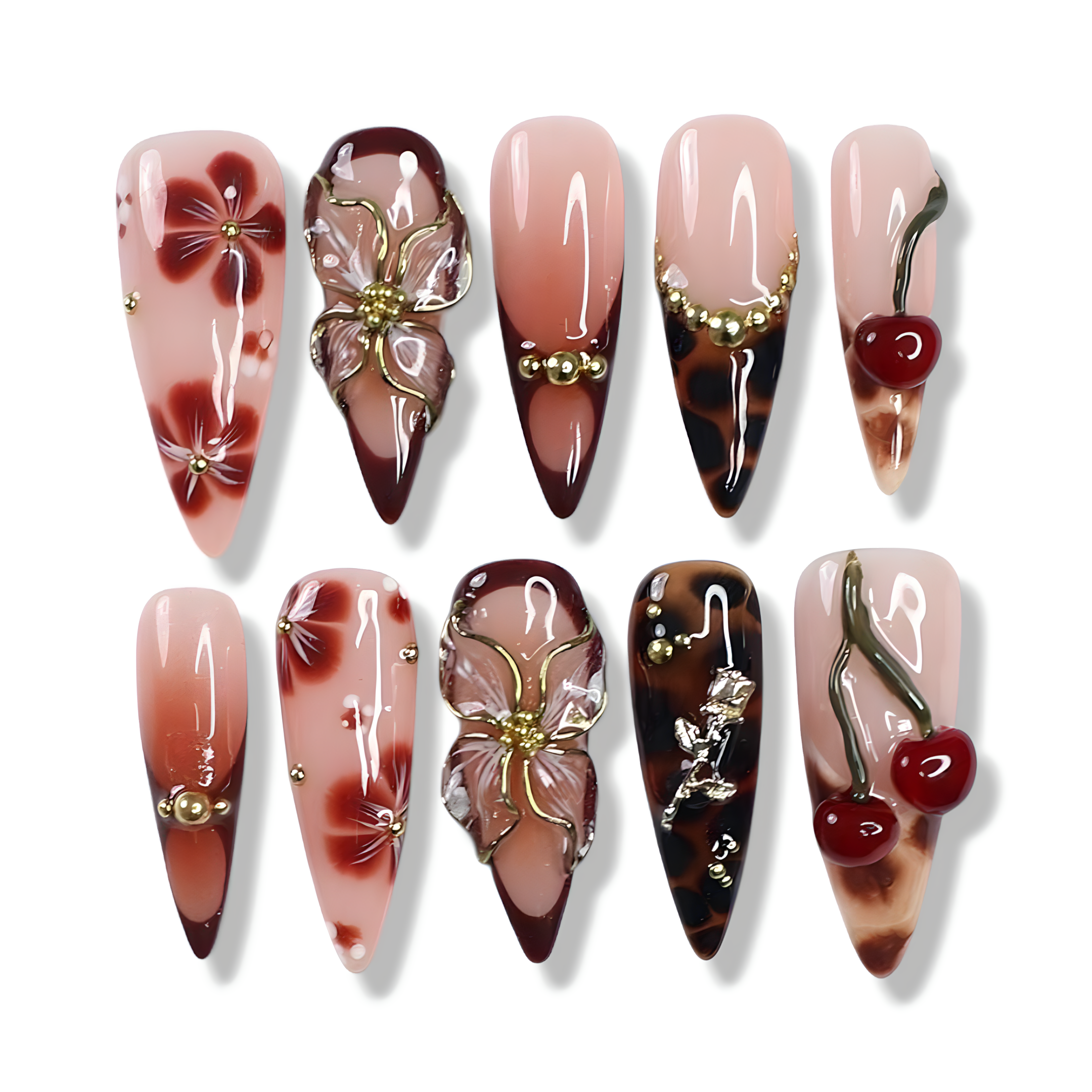 cherry garden press-ons