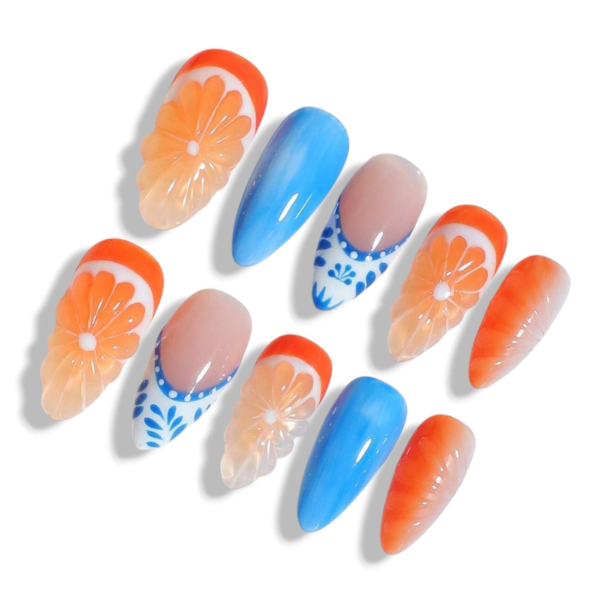 orange bloom press-ons